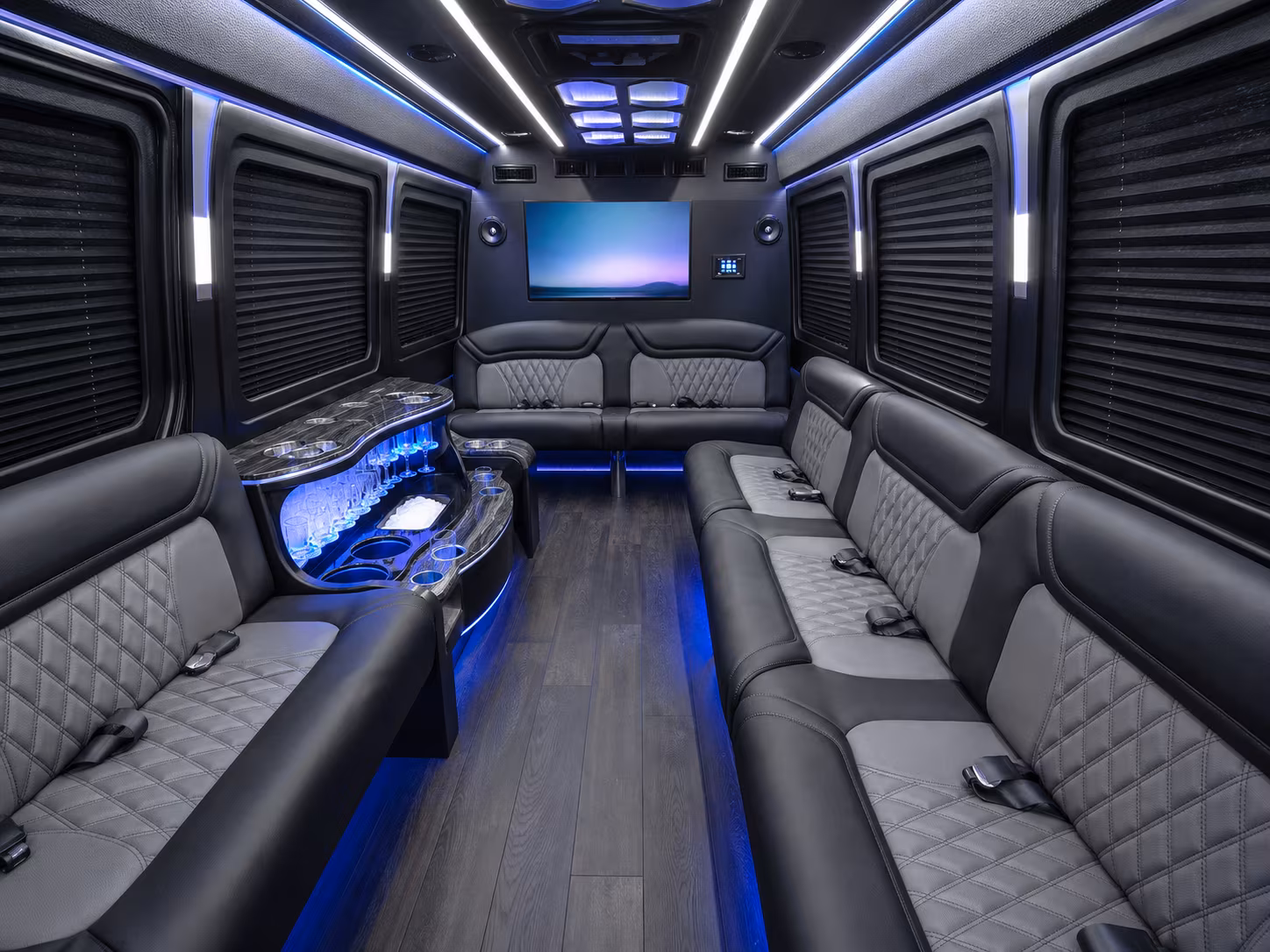 new haven 50 passenger party bus inside